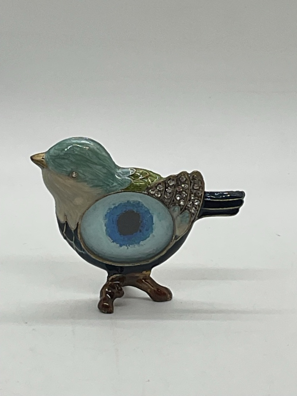 Decorative Blue Green Bird Pin Brooch - Enamel Accent